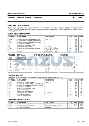 BUJ105AX datasheet - Silicon Diffused Power Transistor