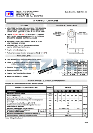 BAR7508 datasheet - 75 AMP BUTTON DIODES