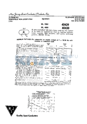 40429 datasheet - Thyrlstors