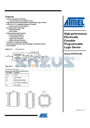 ATF22V10B datasheet - High-performance Electrically Erasable Programmable Logic Device