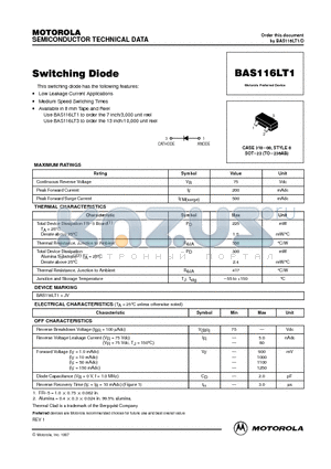 BAS116LT1 datasheet - Switching Diode