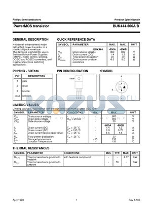 BUK444-800 datasheet - PowerMOS transistor