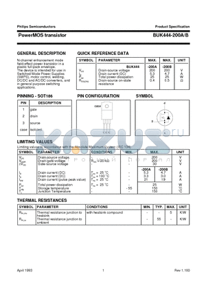 BUK444-200 datasheet - PowerMOS transistor