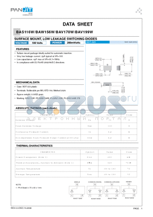 BAS116W datasheet - SURFACE MOUNT, LOW LEAKAGE SWITCHING DIODES