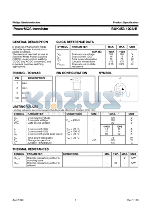 BUK453-100 datasheet - PowerMOS transistor