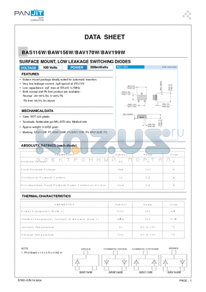 BAS116W datasheet - SURFACE MOUNT, LOW LEAKAGE SWITCHING DIODES