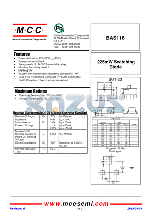 BAS116_13 datasheet - 225mW Switching Diode
