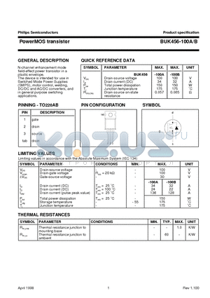 BUK456-100B datasheet - PowerMOS transistor