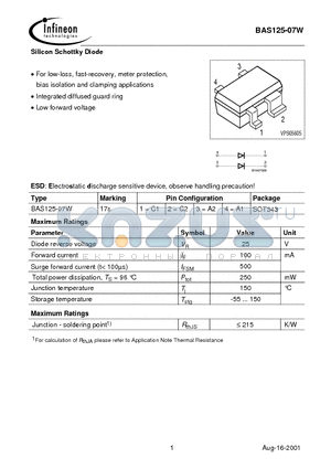 BAS125-07 datasheet - Silicon Schottky Diode