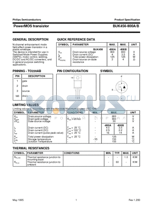 BUK456-800 datasheet - PowerMOS transistor