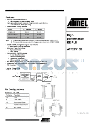 ATF22V10B-15SI datasheet - Highperformance EE PLD