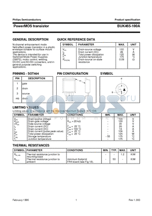 BUK465-100A datasheet - PowerMOS transistor