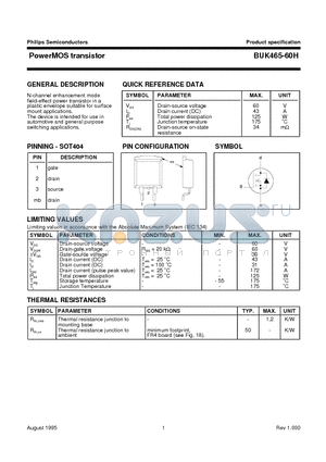 BUK465-60H datasheet - PowerMOS transistor