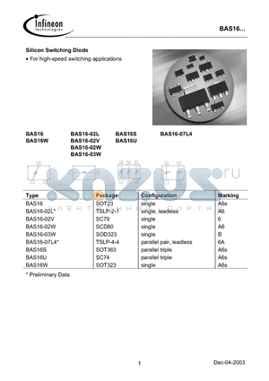 BAS16-02 datasheet - Silicon Switching Diode