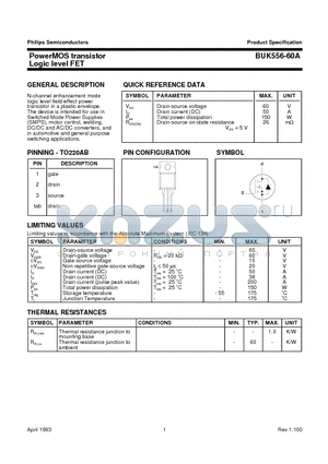 BUK556-60 datasheet - PowerMOS transistor Logic level FET