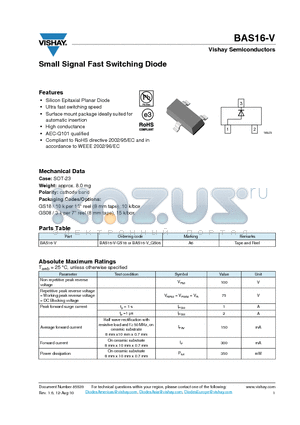 BAS16-V_12 datasheet - Small Signal Fast Switching Diode