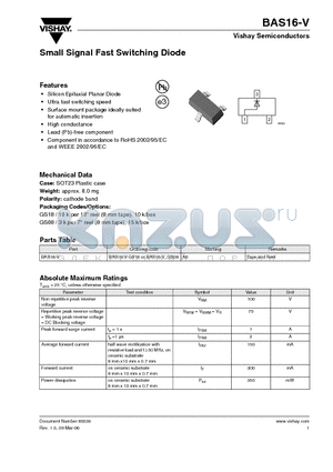 BAS16-V_GS08 datasheet - Small Signal Fast Switching Diode