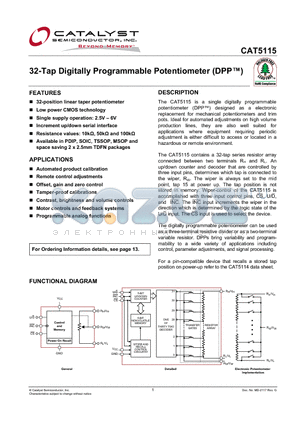 CAT5115VI-00-G datasheet - 32-Tap Digitally Programmable Potentiometer (DPP)