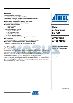 ATF22V10C datasheet - High performance EE PLD