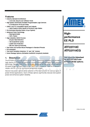 ATF22V10C-10PI datasheet - Highperformance EE PLD