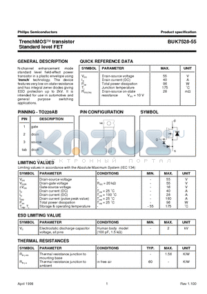 BUK7528-55 datasheet - TrenchMOS transistor Standard level FET