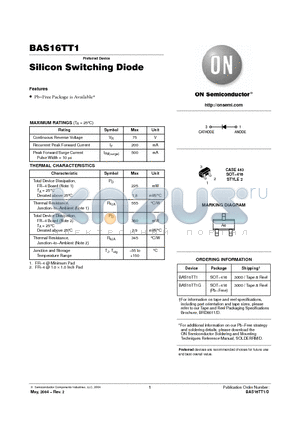 BAS16TT1 datasheet - Silicon Switching Diode