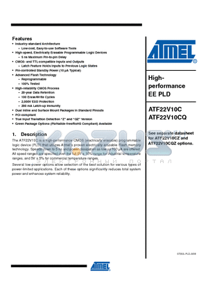 ATF22V10C-10XU datasheet - Highperformance EE PLD