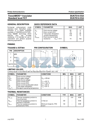BUK7614-55A datasheet - TrenchMOS standard level FET