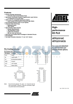 ATF22V10C-15XI datasheet - Highperformance EE PLD