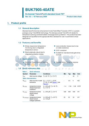 BUK7905-40ATE datasheet - N-channel TrenchPLUS standard level FET