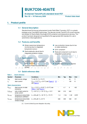 BUK7C06-40AITE datasheet - N-channel TrenchPLUS standard level FET