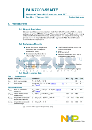 BUK7C08-55AITE datasheet - N-channel TrenchPLUS standard level FET