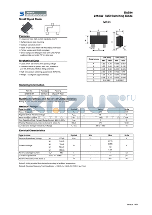 BAS16_09 datasheet - 225mW SMD Switching Diode