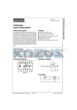 4066 datasheet - Quad Analog Switch