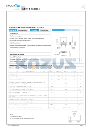 BAS19 datasheet - SURFACE MOUNT SWITCHING DIODES