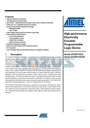 ATF22V10CQZ-20PC datasheet - High-performance Electrically Erasable Programmable Logic Device