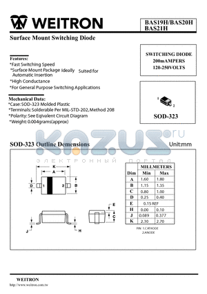 BAS19H datasheet - Surface Mount Switching Diode