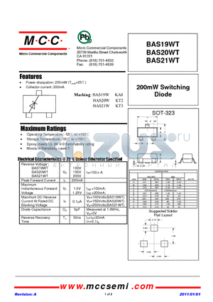 BAS19WT datasheet - 200mW Switching Diode