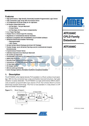 ATF2500C-15JU datasheet - ATF2500C CPLD Family Datasheet