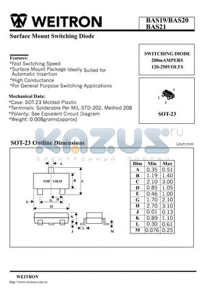 BAS20 datasheet - Surface Mount Switching Diode