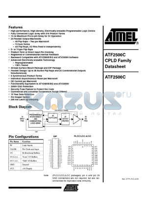 ATF2500C-20JC datasheet - ATF2500C CPLD Family Datasheet