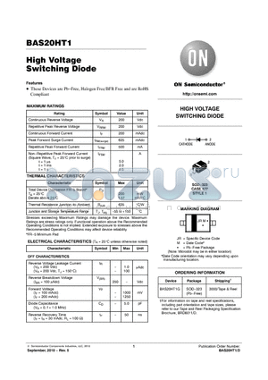 BAS20HT1_10 datasheet - High Voltage Switching Diode