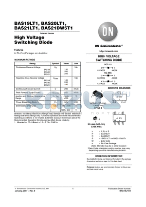 BAS20LT1G datasheet - High Voltage Switching Diode