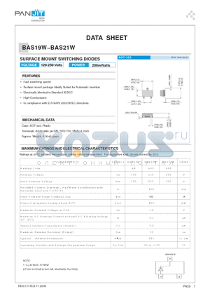 BAS20W datasheet - SURFACE MOUNT SWITCHING DIODES