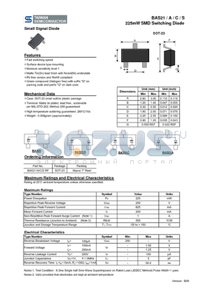 BAS21 datasheet - 225mW SMD Switching Diode