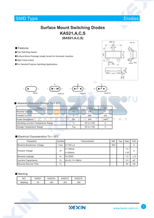 BAS21 datasheet - Surface Mount Switching Diodes