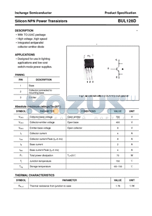 BUL128D datasheet - Silicon NPN Power Transistors