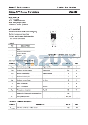 BUL310 datasheet - Silicon NPN Power Transistors