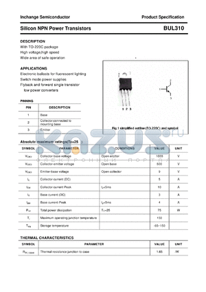 BUL310 datasheet - Silicon NPN Power Transistors
