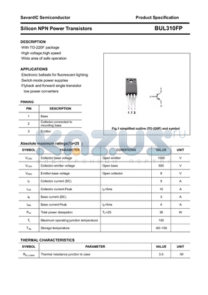 BUL310FP datasheet - Silicon NPN Power Transistors